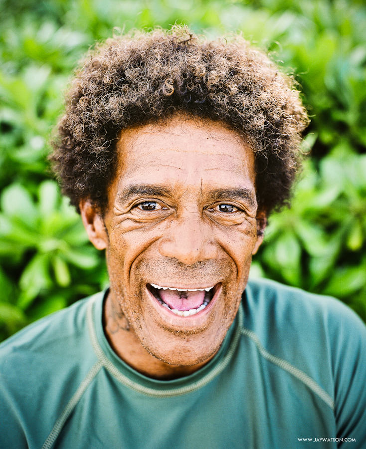 Surfing pro Buttons Kaluhiokalani at the North Shore Oahu