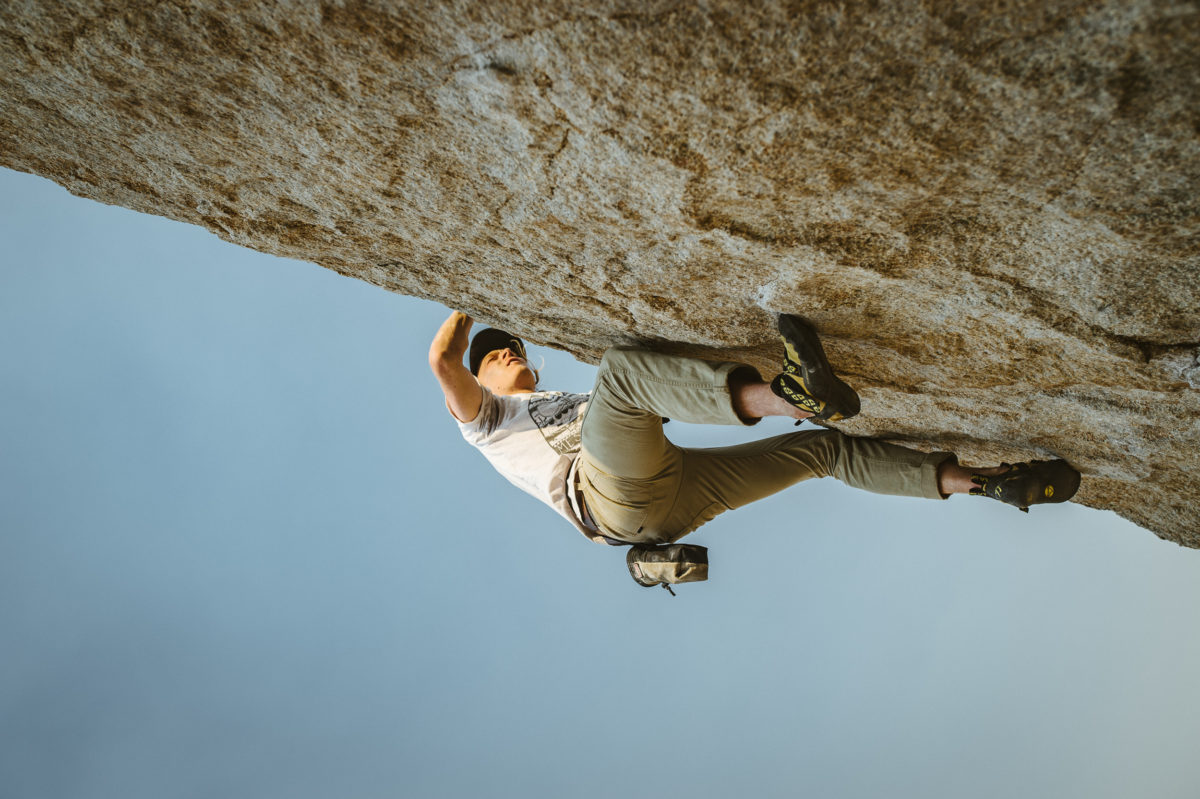 Spencer climbing in Bishop, CA